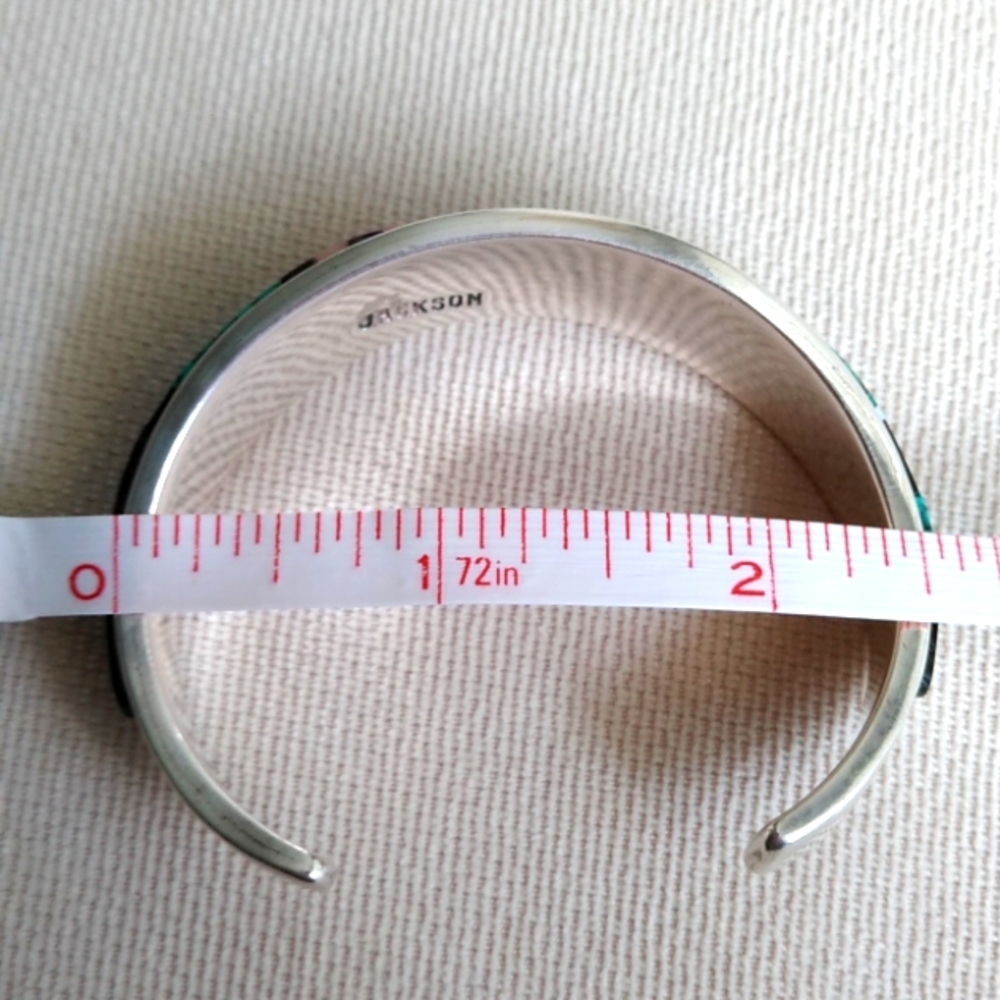 NATIVE AMERICAN WAVE INLAID CUFF BRACELET - Picture 13 of 16